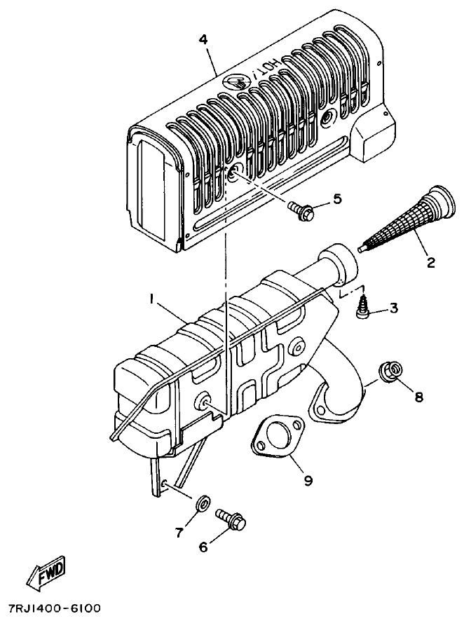 Yamaha 7WY2 EXHAUST parts diagram