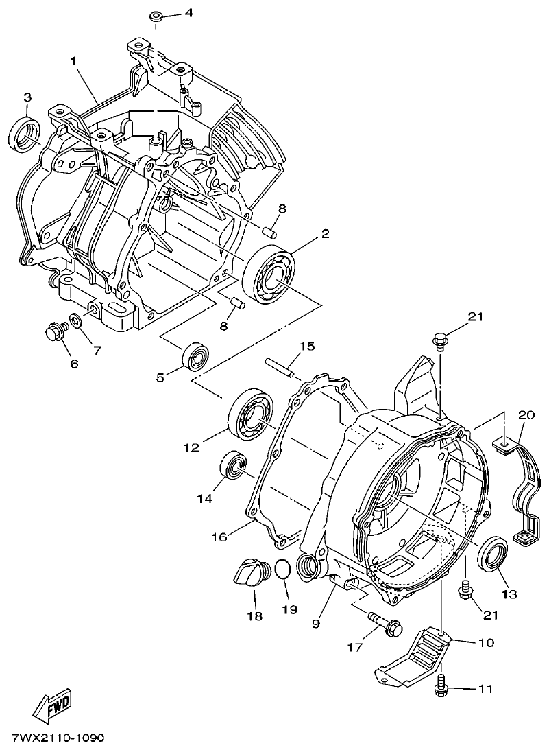 Yamaha 7WY2 CRANKCASE parts diagram