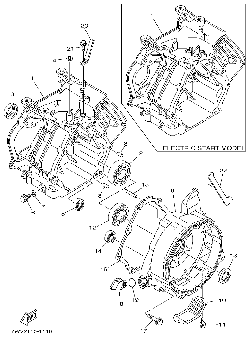 Yamaha EF66 CRANKCASE parts diagram