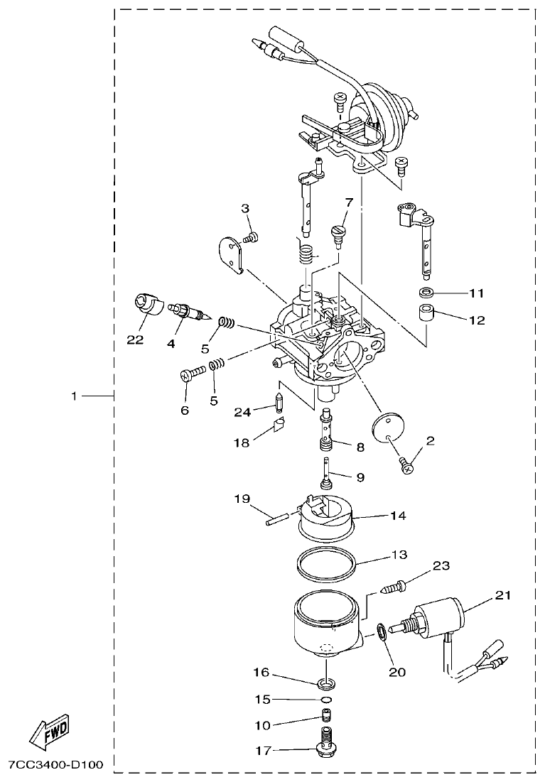 Yamaha EF66 CARBURETOR 1 parts diagram