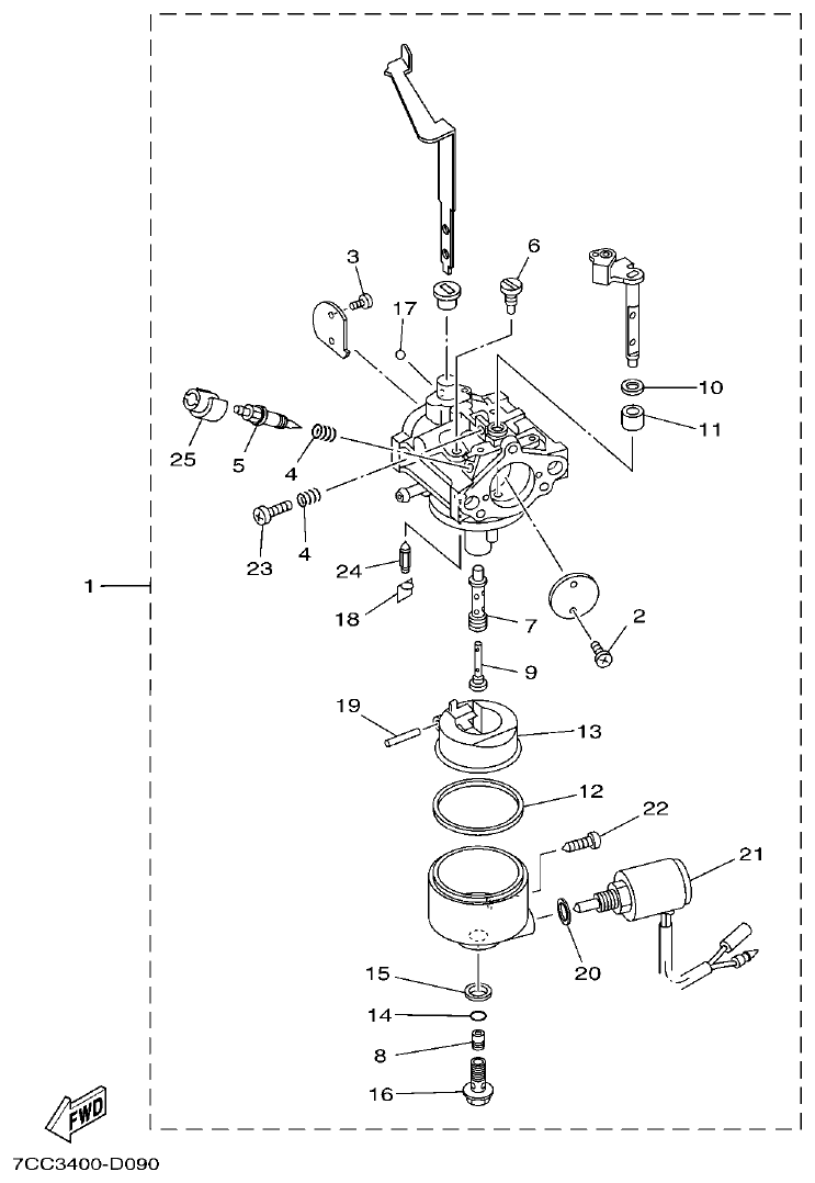 Yamaha EF66 CARBURETOR 2 parts diagram