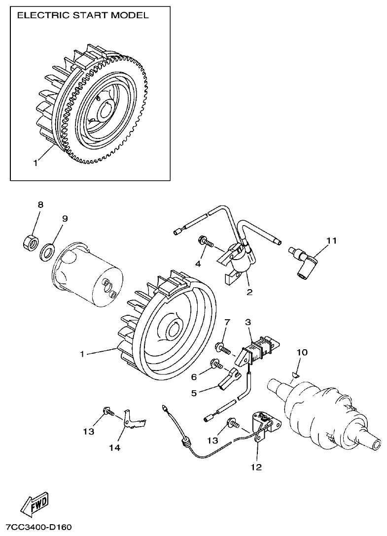Yamaha EF66 TCI MAGNETO parts diagram