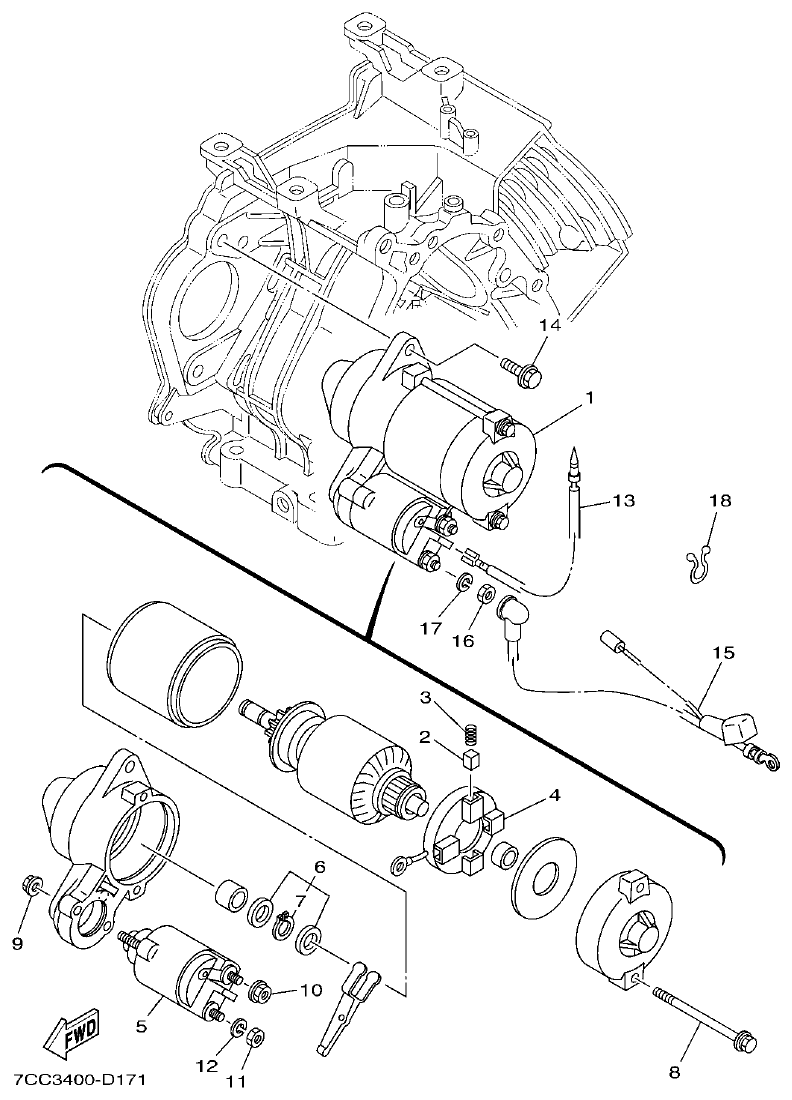 Yamaha EF66 STARTING MOTOR parts diagram