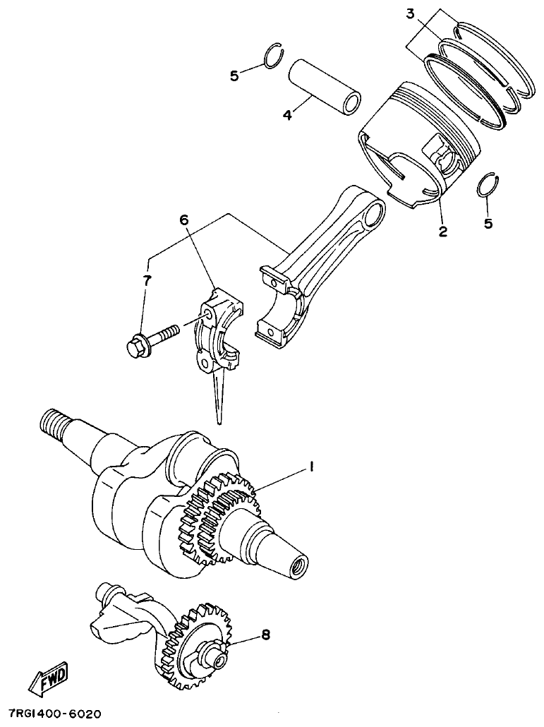 Yamaha EF66 CRANKSHAFT & PISTON parts diagram