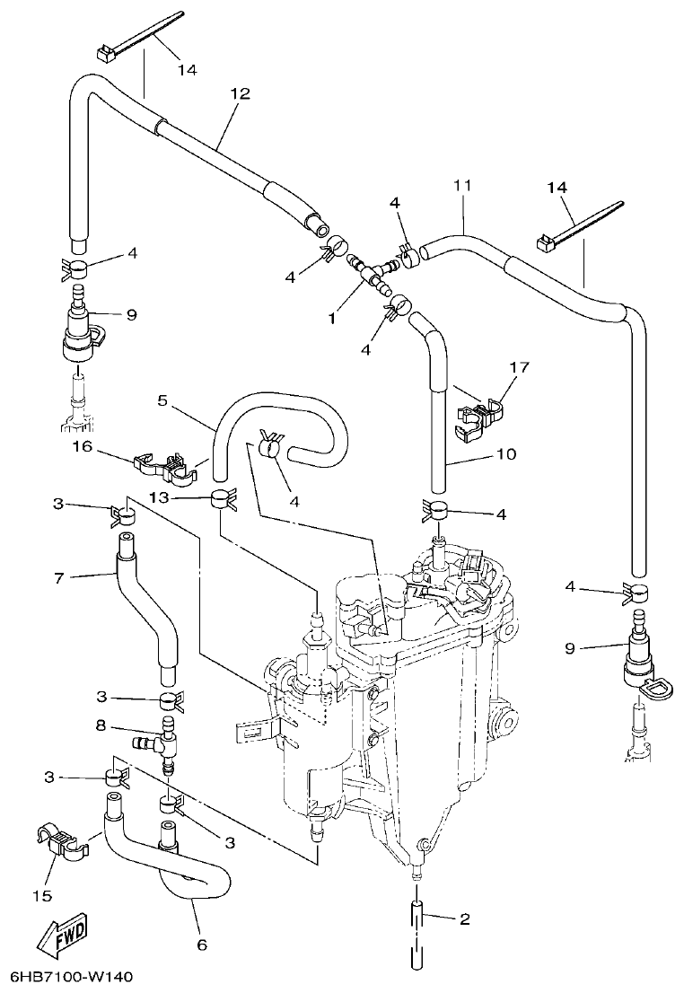 Yamaha F300XCB2, F300UCB2 FUEL INJECTION PUMP 2 parts diagram