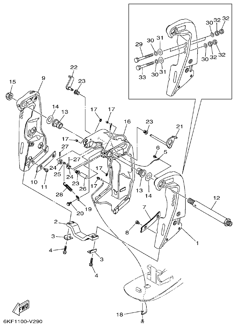 Yamaha F300XCB2, F300UCB2 BRACKET 1 parts diagram