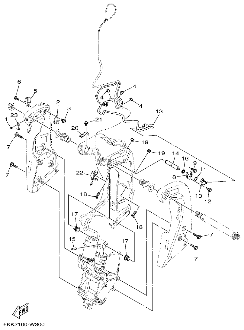 Yamaha F300XCB2, F300UCB2 BRACKET 2 parts diagram