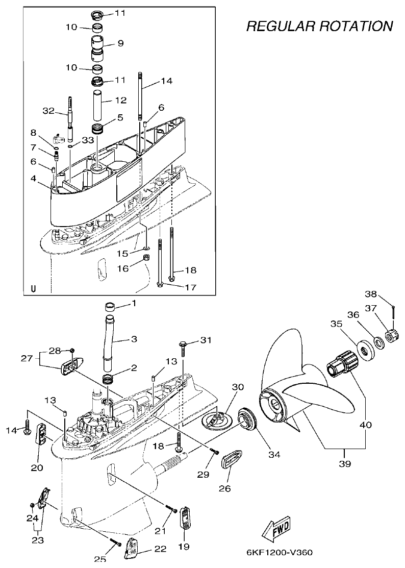 Yamaha F300XCB2, F300UCB2 LOWER CASING & DRIVE 2 parts diagram