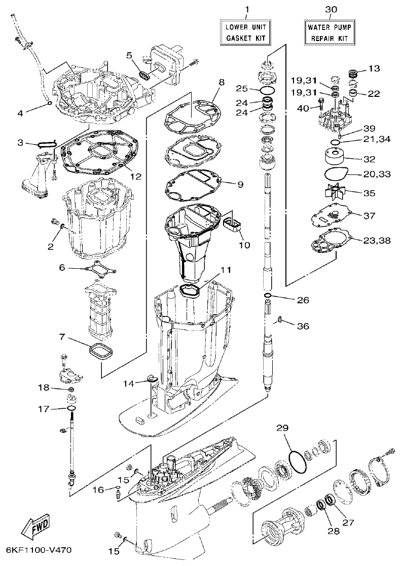 Yamaha F300XCB2, F300UCB2 REPAIR KIT 2 parts diagram