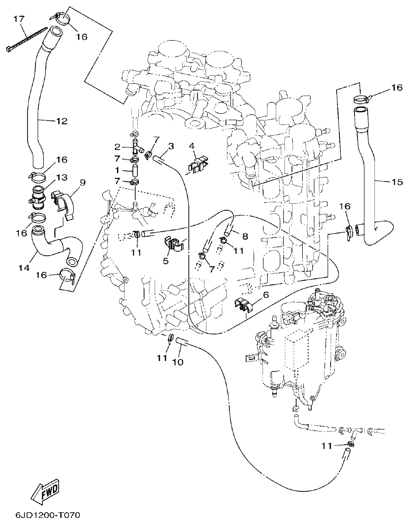Yamaha F300XCB2, F300UCB2 CYLINDER & CRANKCASE 4 parts diagram