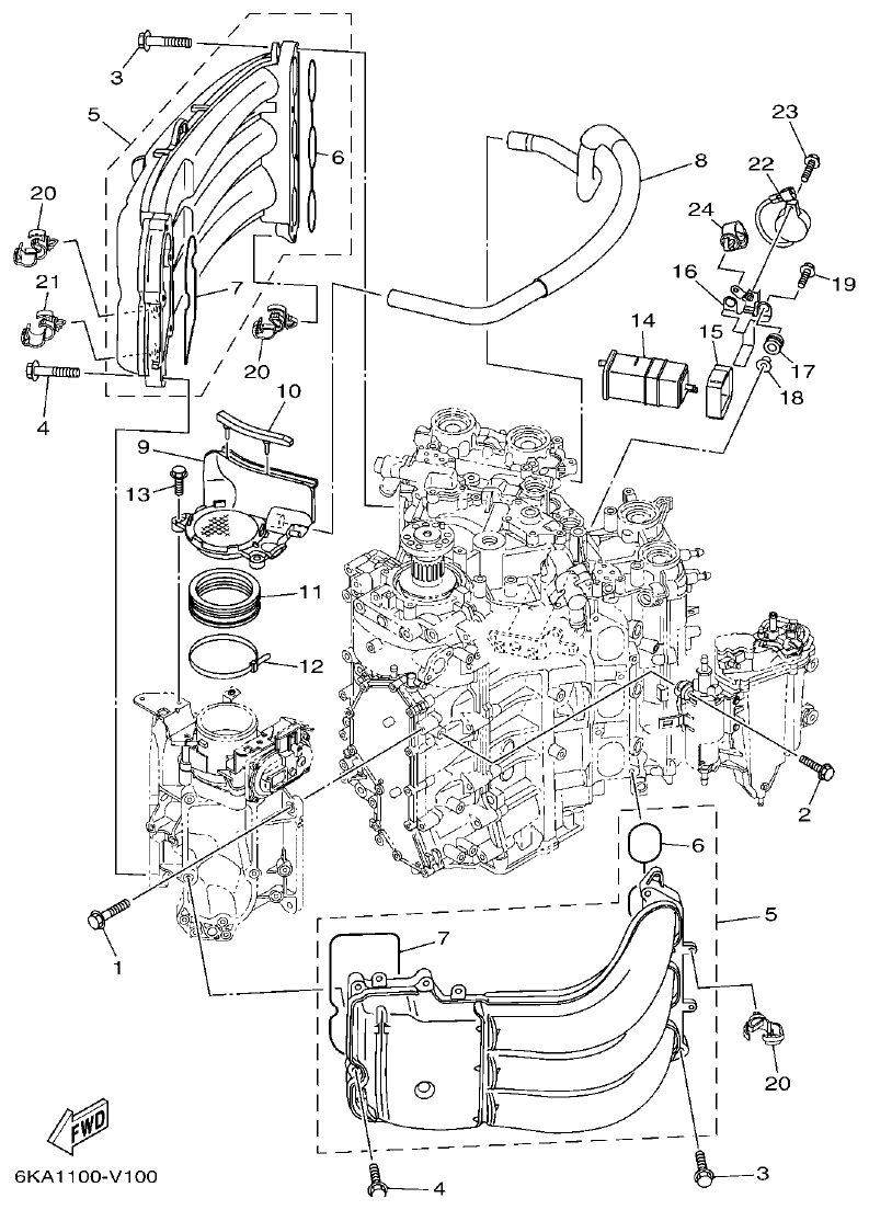 Yamaha F300XCB2, F300UCB2 INTAKE 1 parts diagram