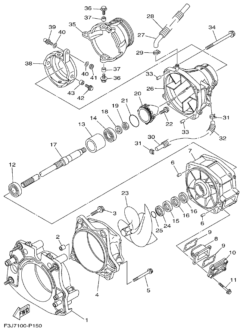Yamaha F3JK JET UNIT 1 parts diagram