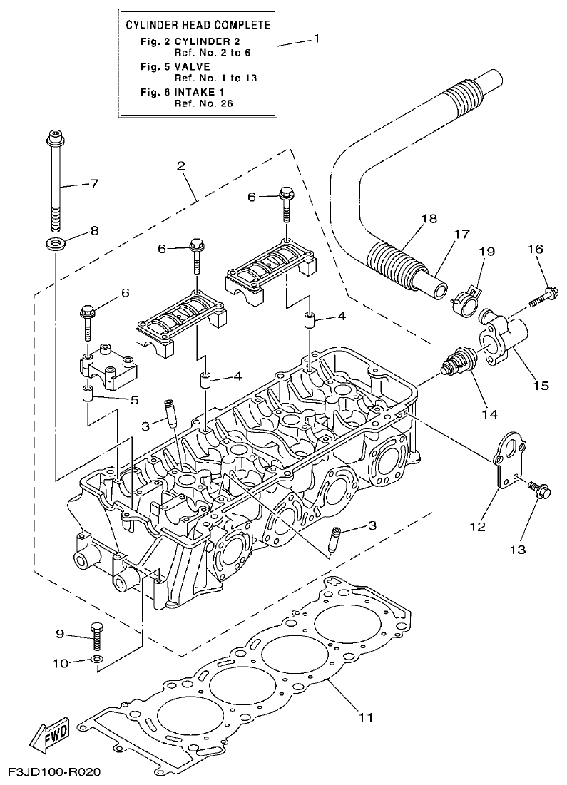 Yamaha F3JK CYLINDER 2 parts diagram