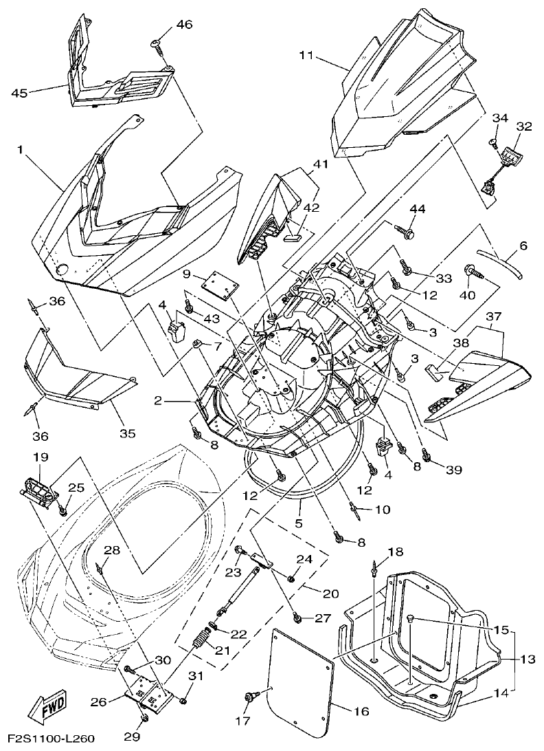 Yamaha F3JK ENGINE HATCH 2 parts diagram