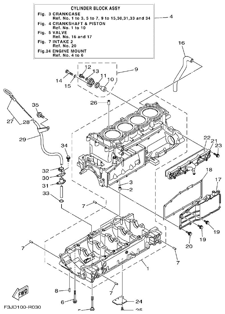 Yamaha F3JK CRANKCASE parts diagram