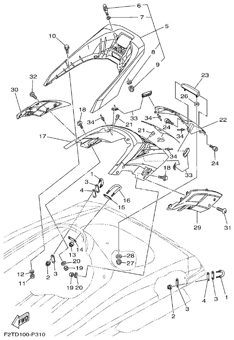 Yamaha F3JK SEAT & UNDER LOCKER 2 parts diagram