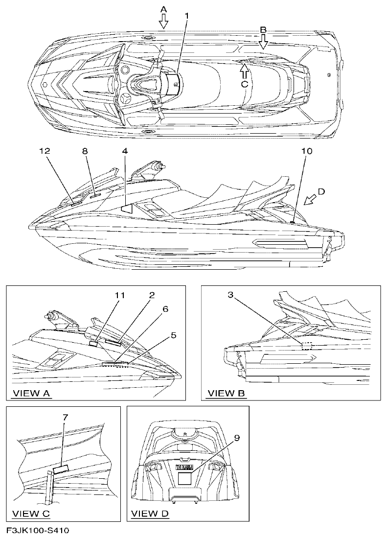 Yamaha F3JK IMPORTANT LABELS parts diagram