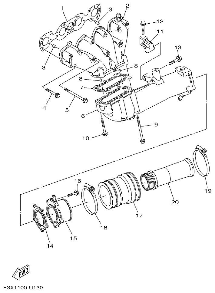 Yamaha FC1800A-U EXHAUST 1 parts diagram
