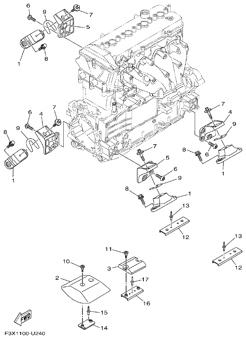 Yamaha FC1800A-U ENGINE MOUNT parts diagram