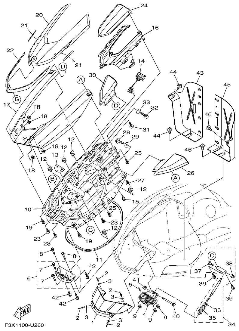 Yamaha FC1800A-U ENGINE HATCH 2 parts diagram