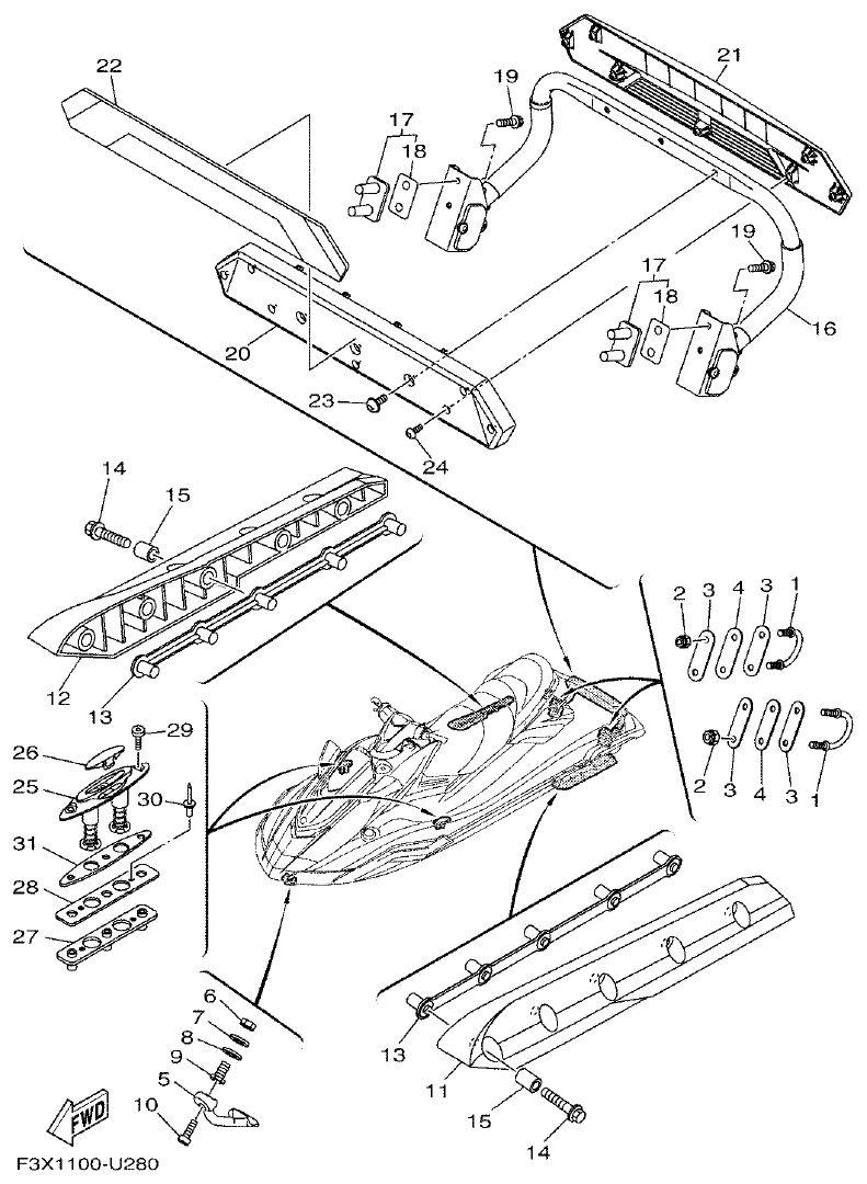Yamaha FC1800A-U HULL & DECK 2 parts diagram