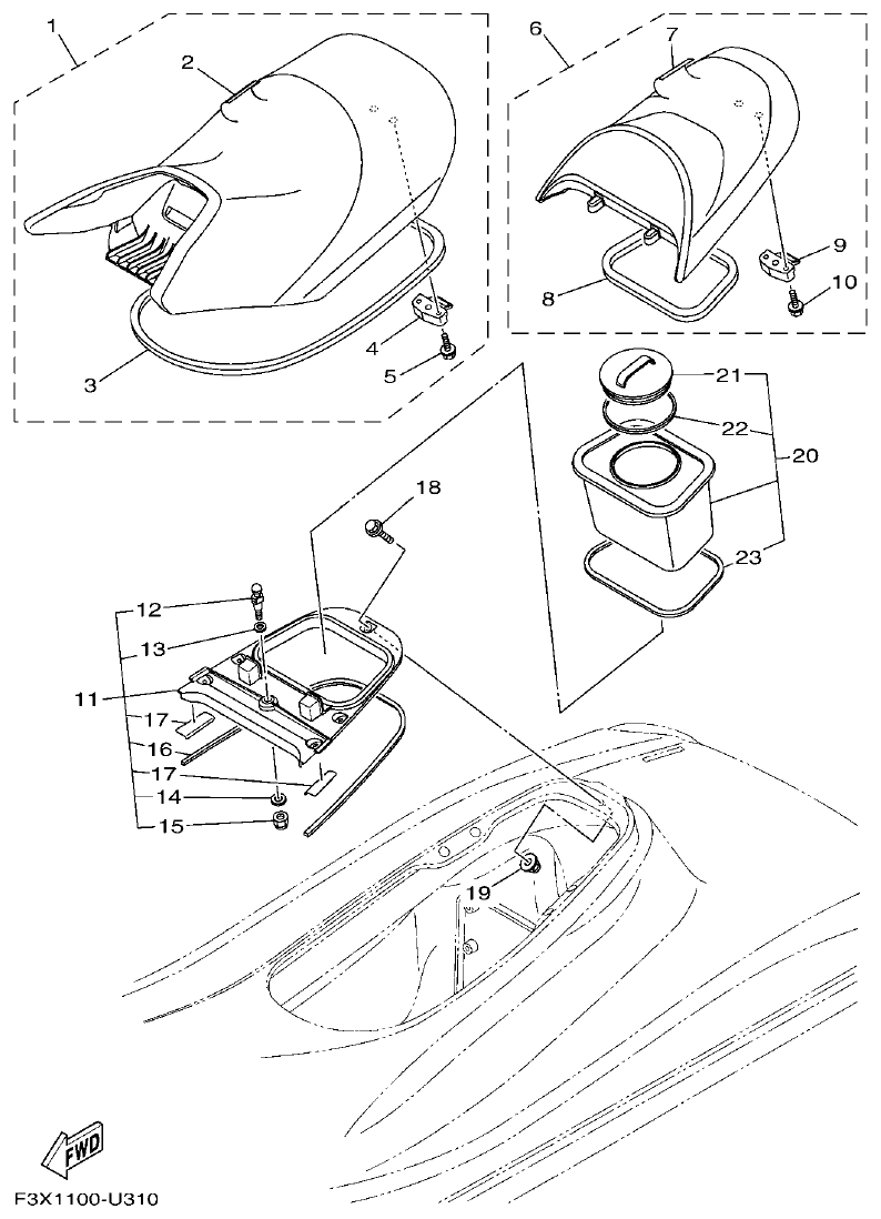 Yamaha FC1800A-U SEAT & UNDER LOCKER parts diagram