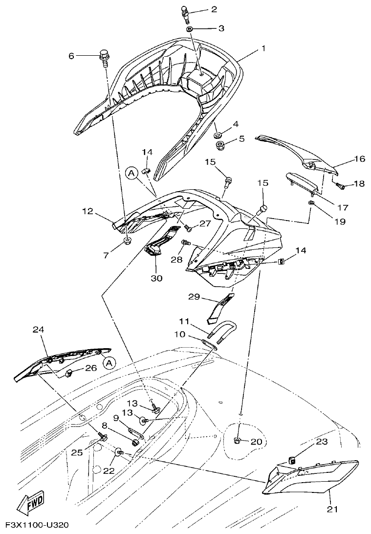 Yamaha FC1800A-U SEAT & UNDER LOCKER 2 parts diagram