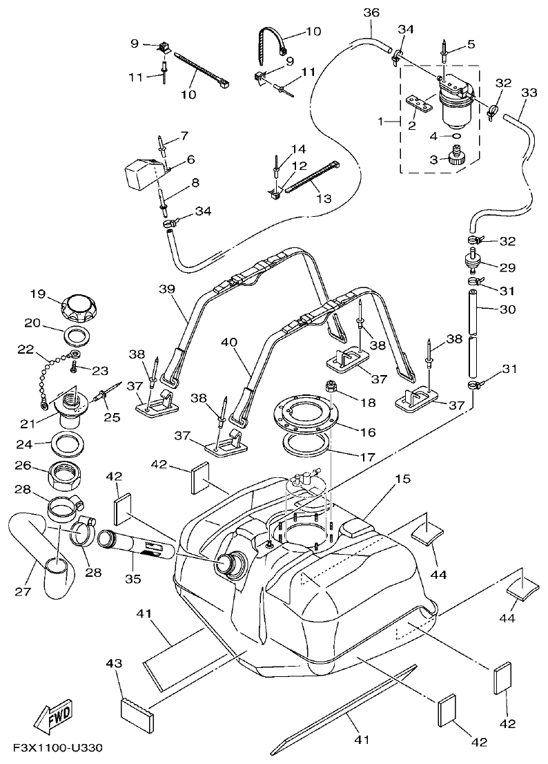 Yamaha FC1800A-U FUEL TANK parts diagram