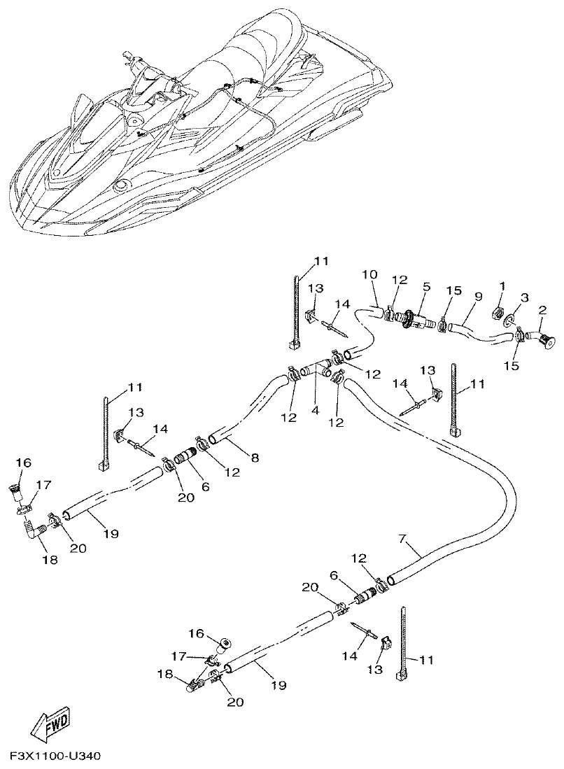 Yamaha FC1800A-U BILGE PUMP parts diagram