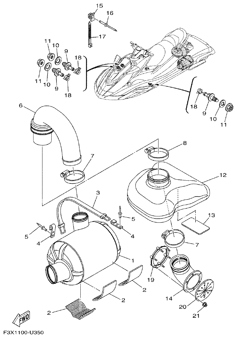 Yamaha FC1800A-U EXHAUST 3 parts diagram