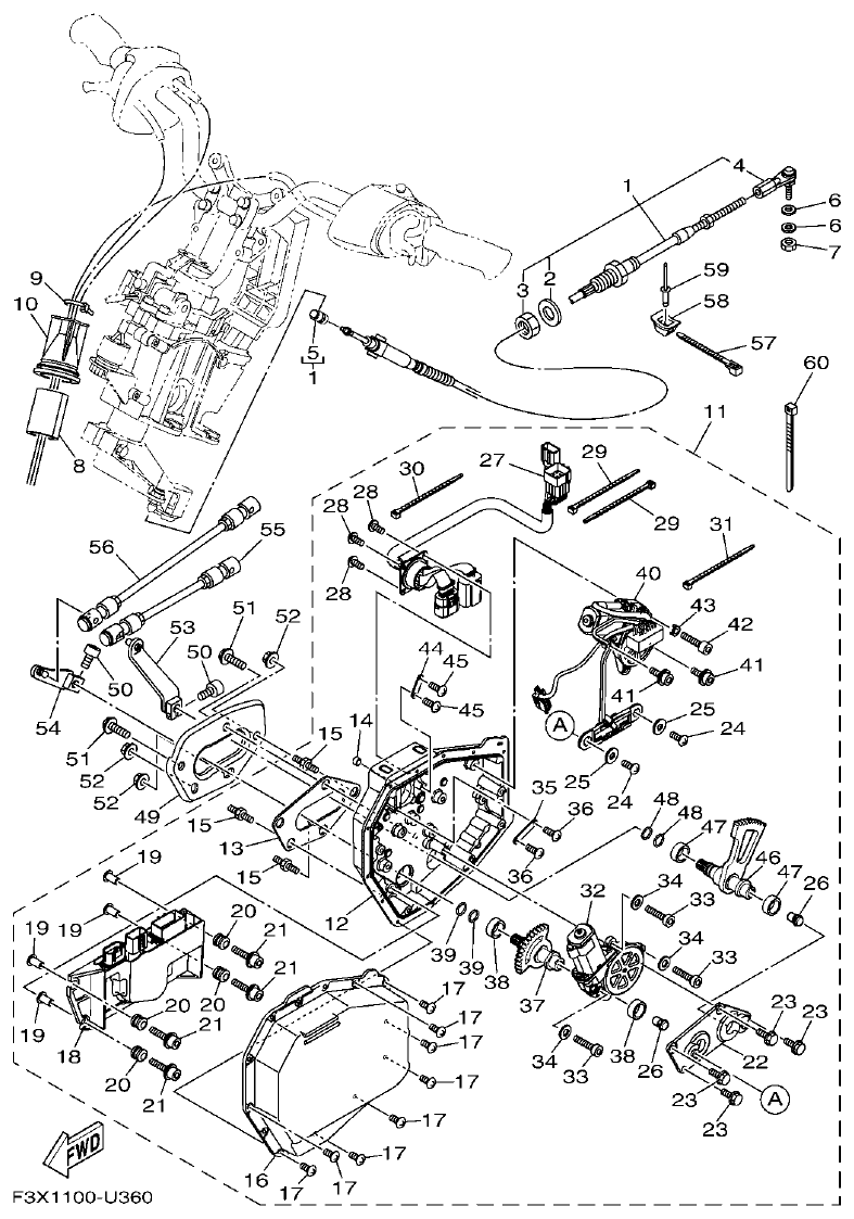 Yamaha FC1800A-U CONTROL CABLE parts diagram