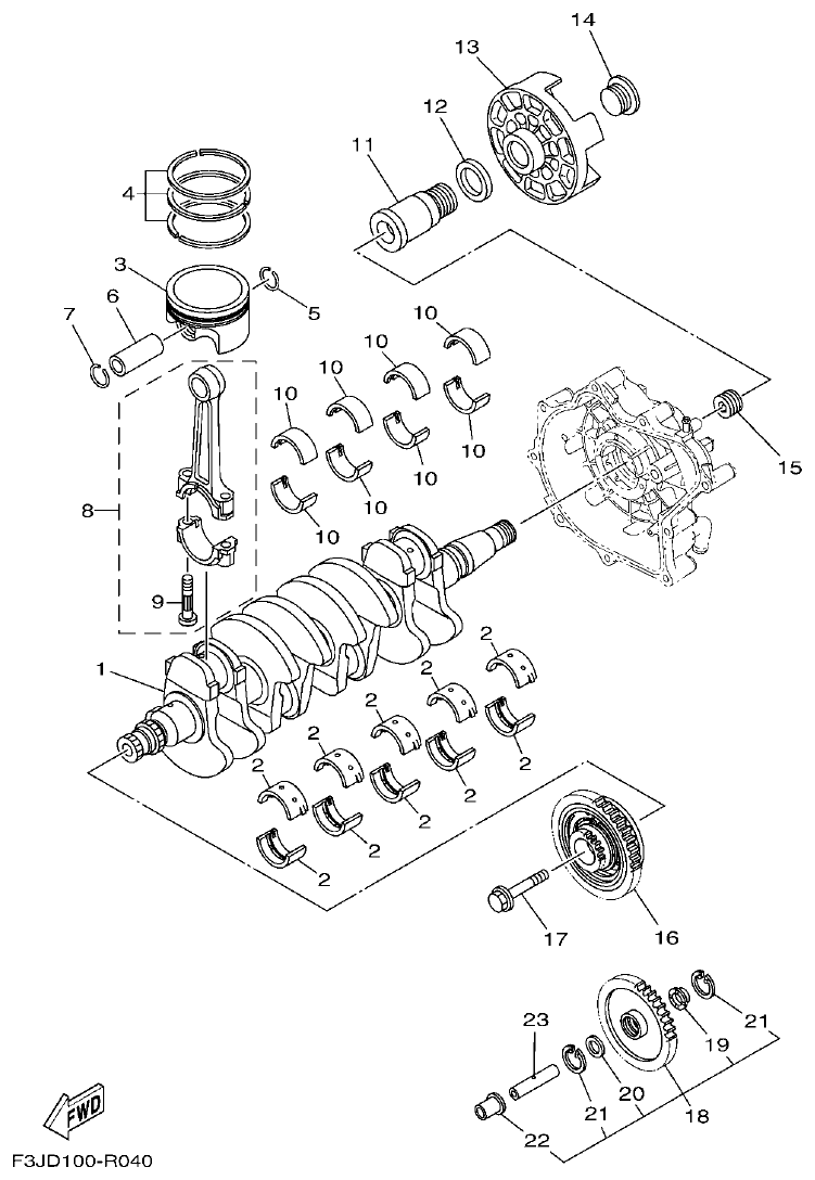 Yamaha FC1800A-U CRANKSHAFT & PISTON parts diagram