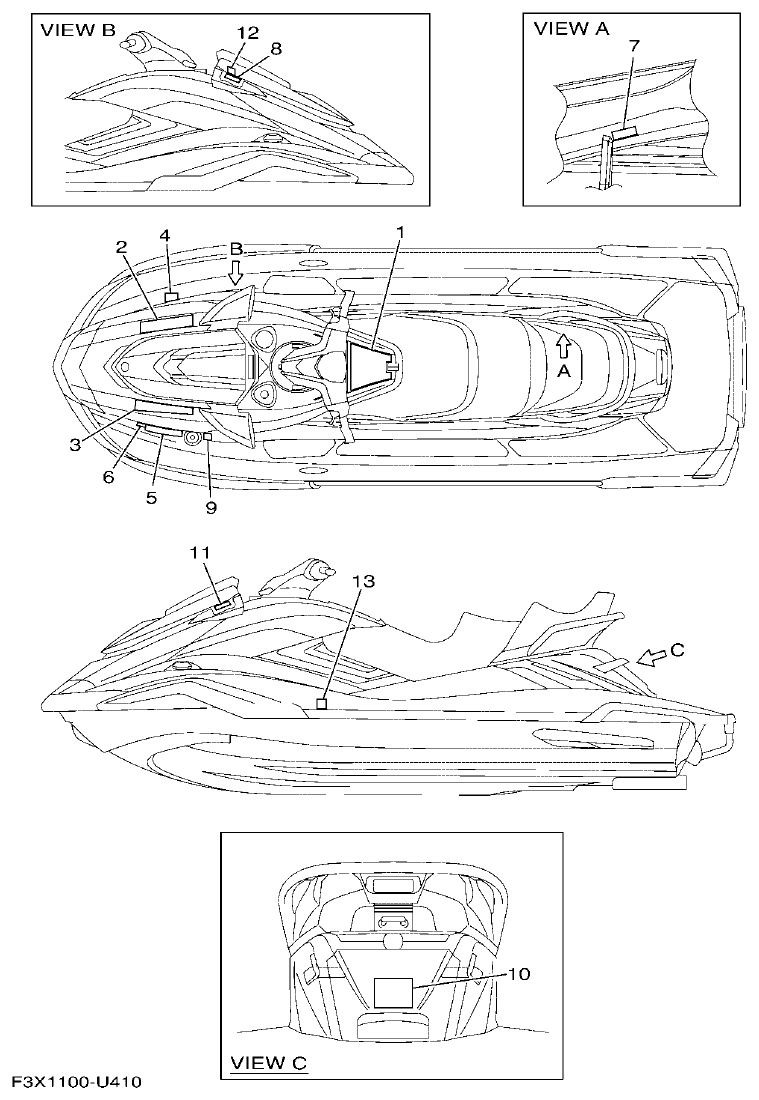 Yamaha FC1800A-U IMPORTANT LABELS parts diagram