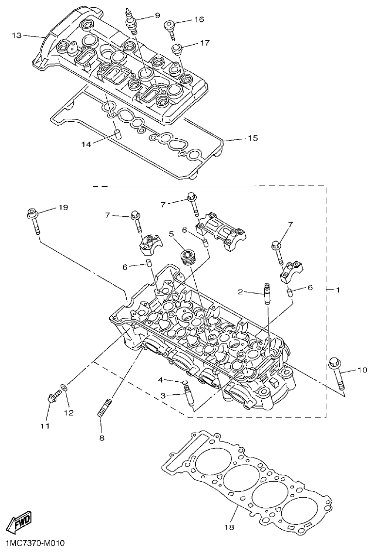 Yamaha FJR1300AP CYLINDER parts diagram