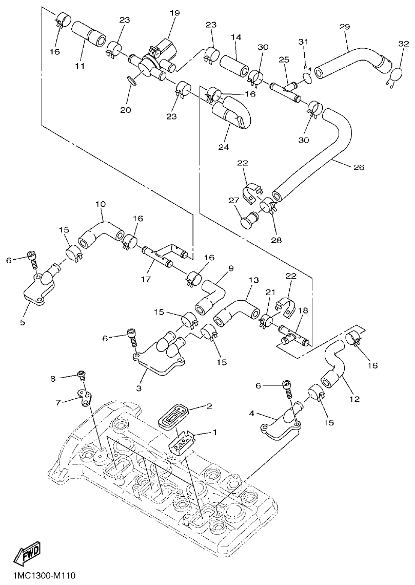 Yamaha FJR1300AP AIR INDUCTION SYSTEM parts diagram