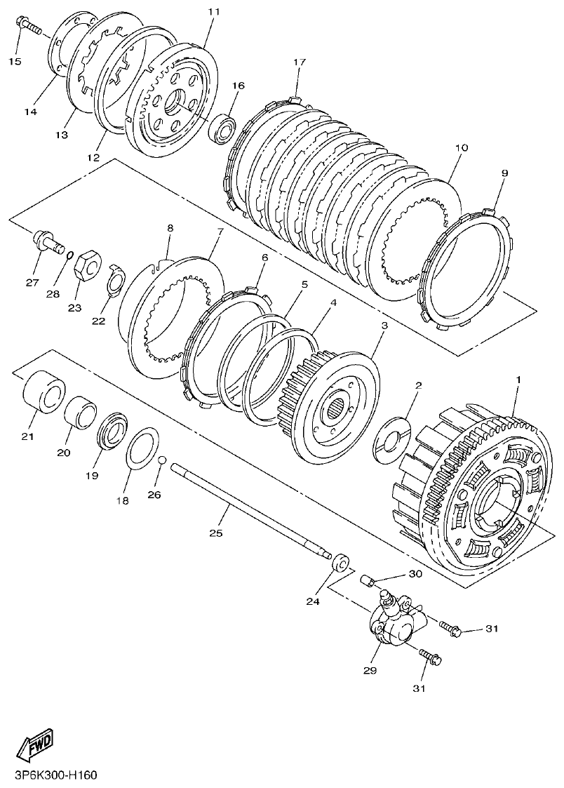 Yamaha FJR1300AP CLUTCH parts diagram