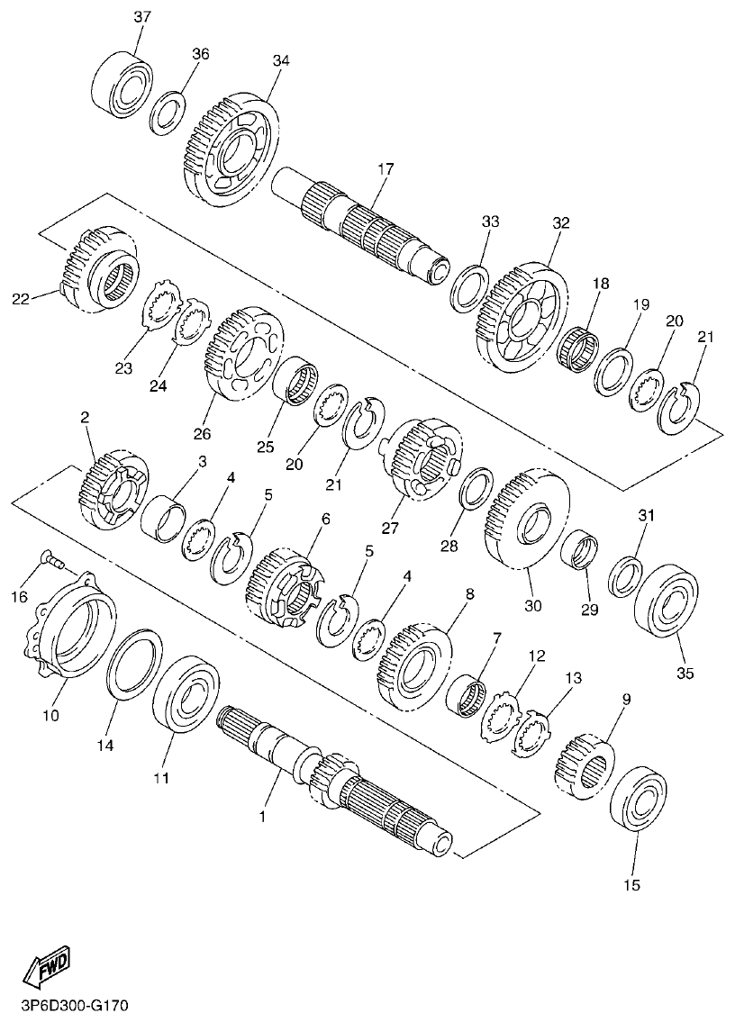Yamaha FJR1300AP TRANSMISSION parts diagram