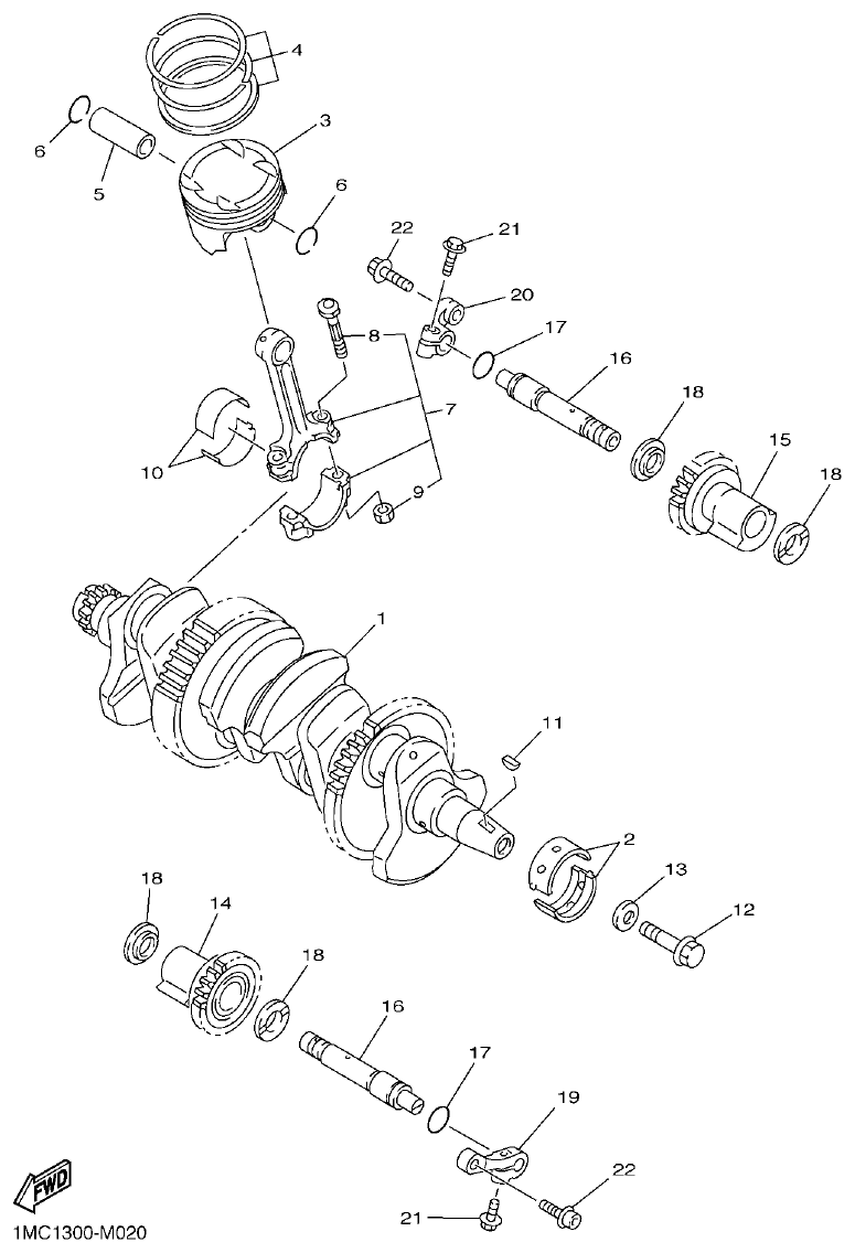 Yamaha FJR1300AP CRANKSHAFT & PISTON parts diagram
