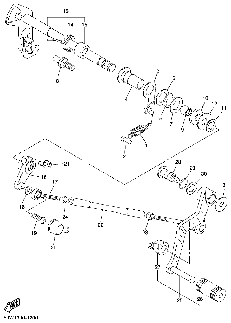 Yamaha FJR1300AP SHIFT SHAFT parts diagram