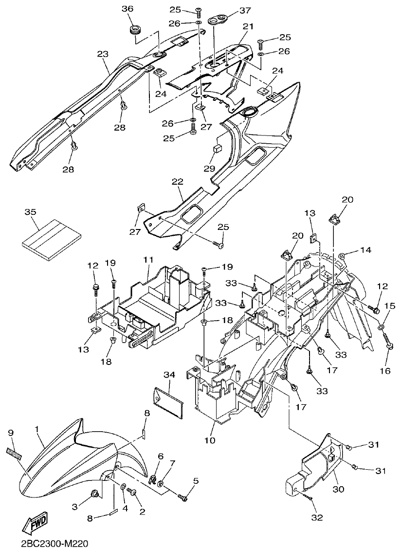 Yamaha FJR1300AP FENDER parts diagram