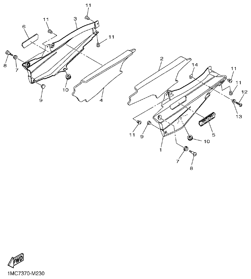 Yamaha FJR1300AP SIDE COVER parts diagram