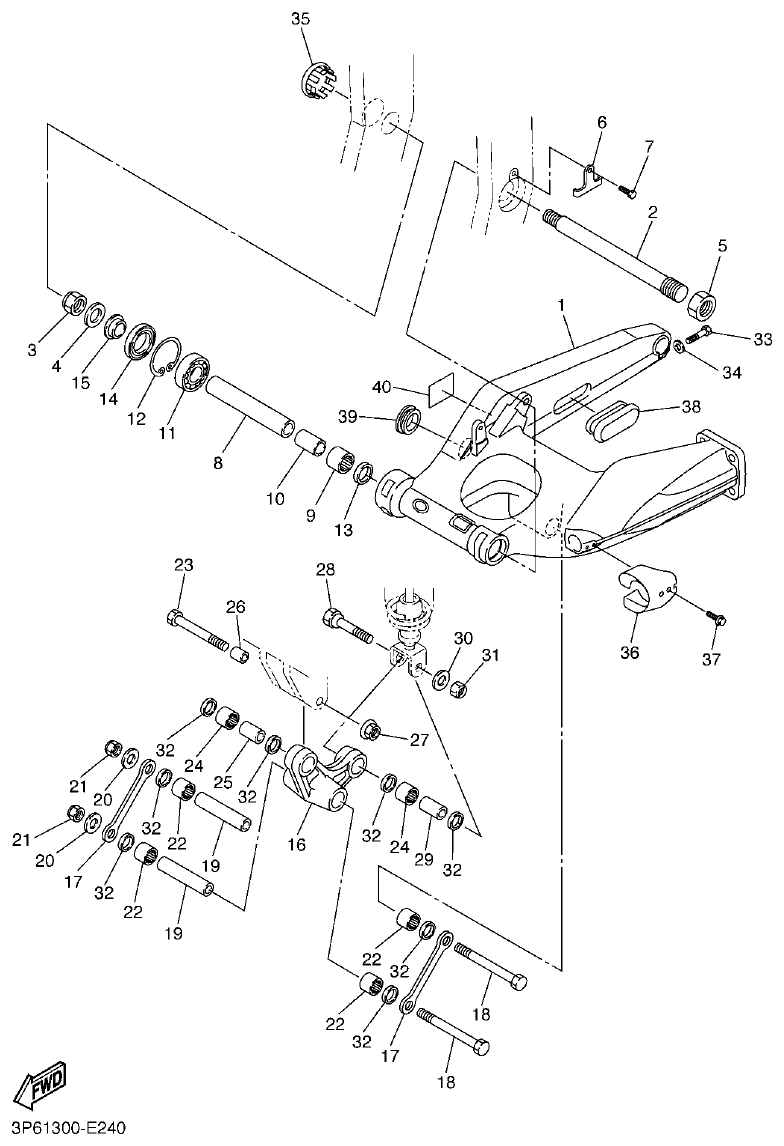 Yamaha FJR1300AP REAR ARM parts diagram
