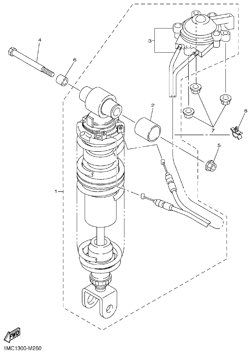 Yamaha FJR1300AP REAR SUSPENSION parts diagram