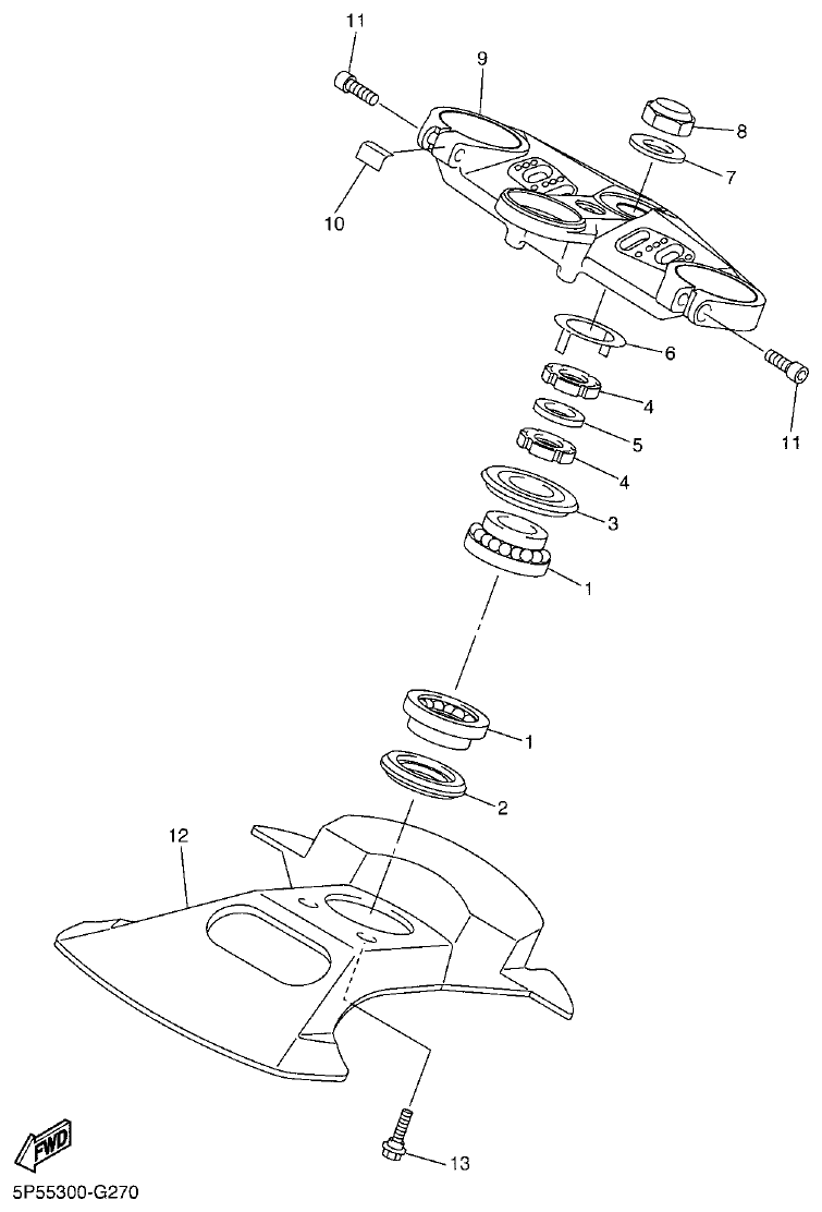 Yamaha FJR1300AP STEERING parts diagram