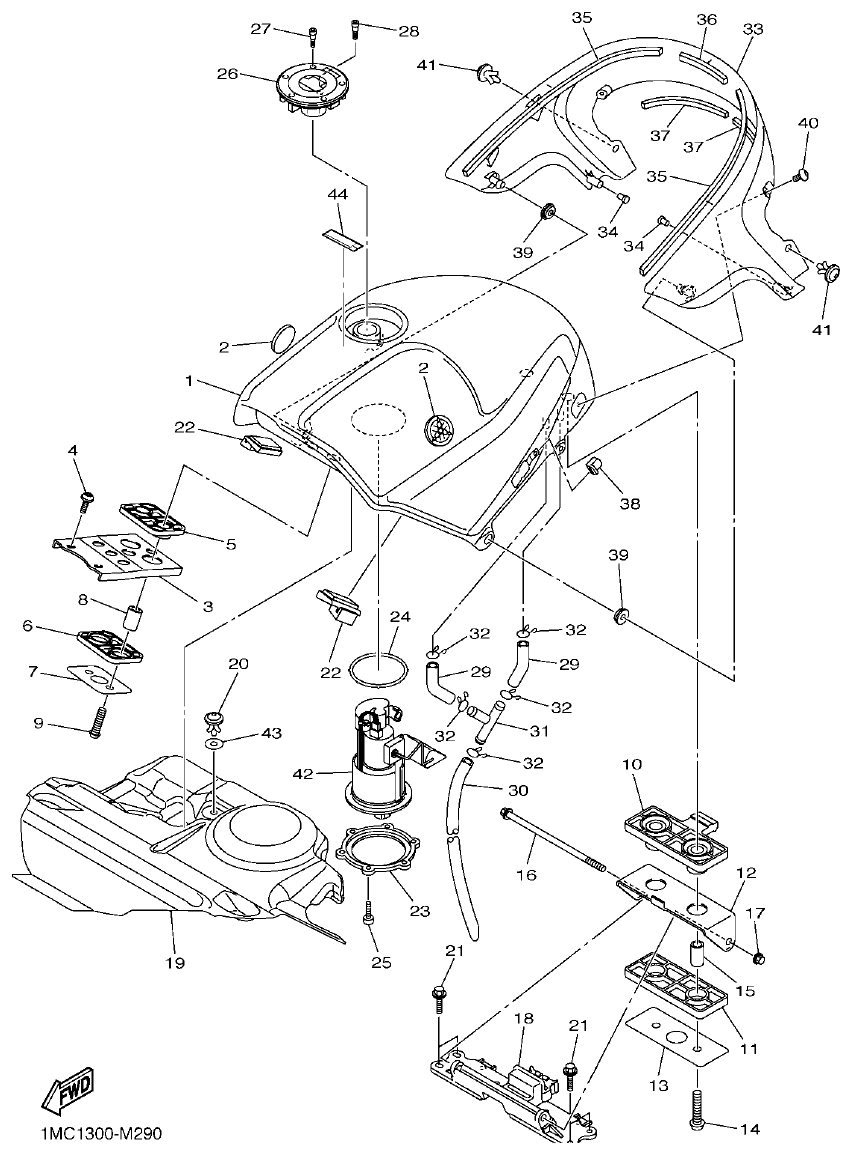 Yamaha FJR1300AP FUEL TANK parts diagram