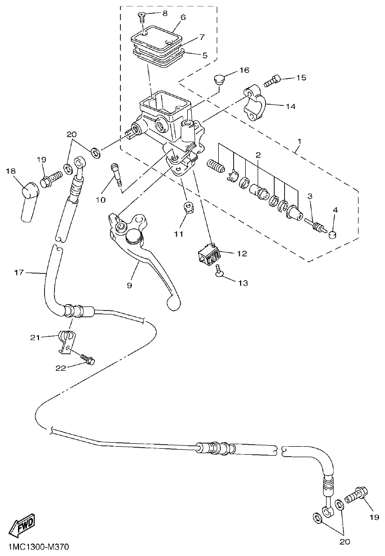Yamaha FJR1300AP FRONT MASTER CYLINDER 2 parts diagram