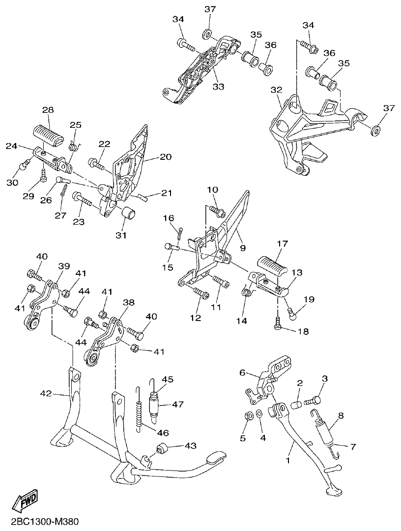 Yamaha FJR1300AP STAND & FOOTREST parts diagram
