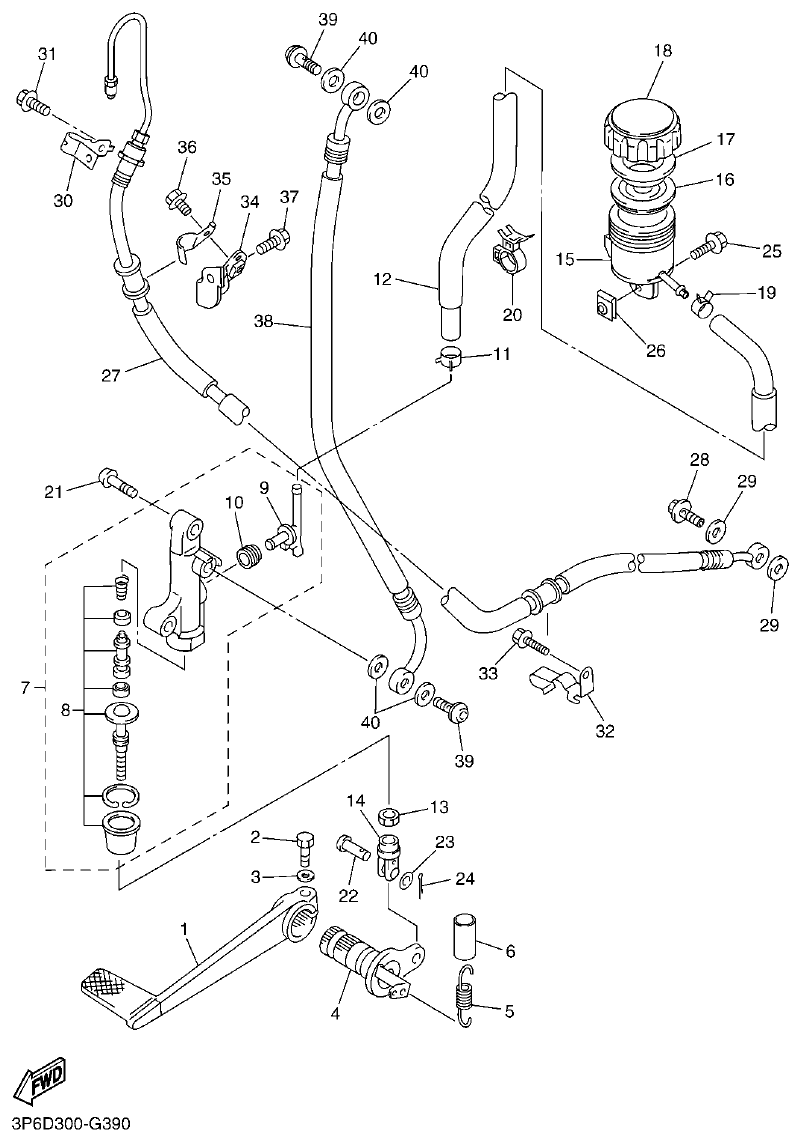 Yamaha FJR1300AP REAR MASTER CYLINDER parts diagram