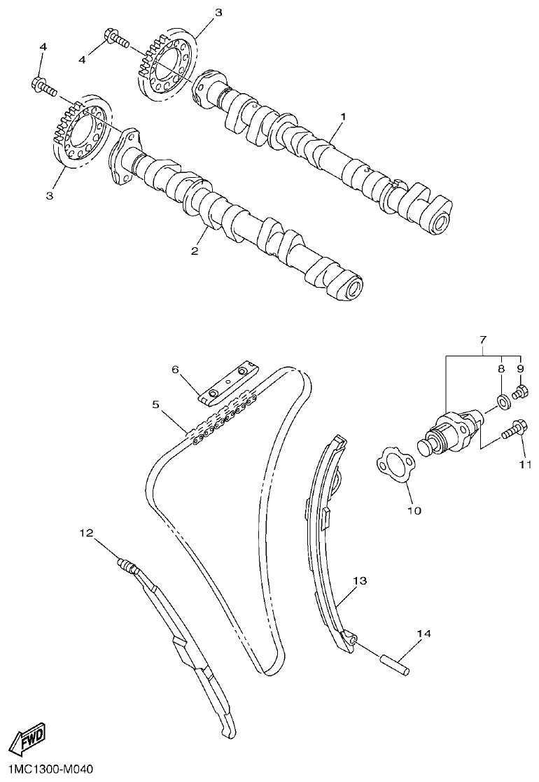 Yamaha FJR1300AP CAMSHAFT & CHAIN parts diagram