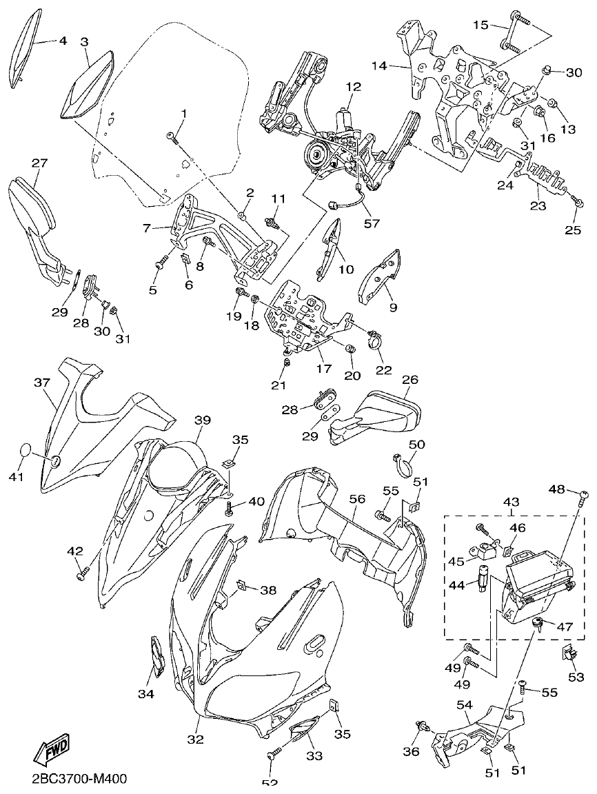Yamaha FJR1300AP COWLING 1 parts diagram